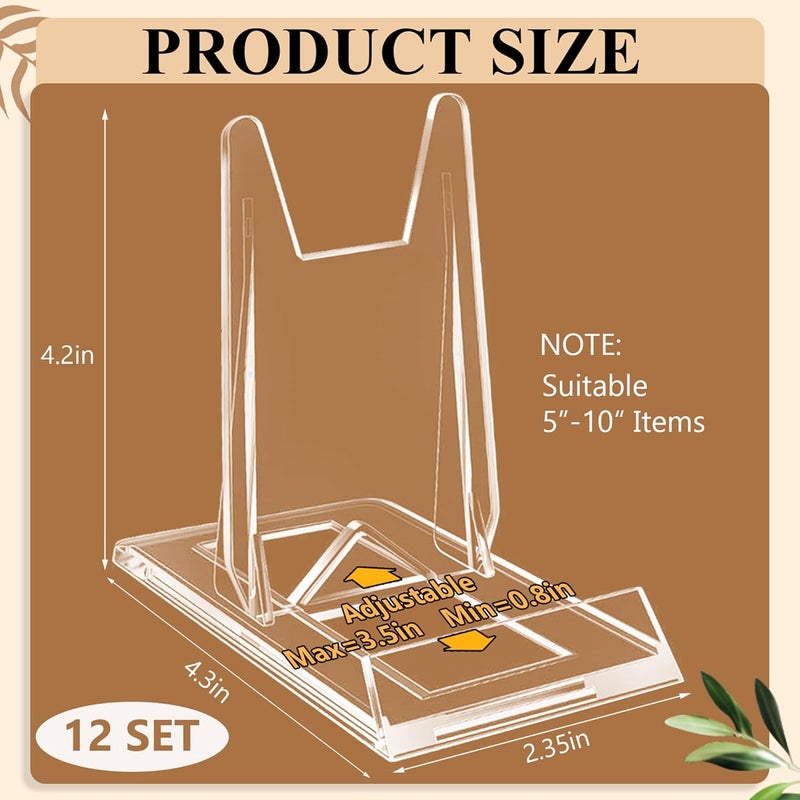 BoundlesEcho 12 Pack Clear Acrylic Desktop Adjustable Display Stand & Book Holder for Phone Magazine Picture Comic Album CD Postcard Artwork Plate Clutch Bag - Home Office back to School - Image 3